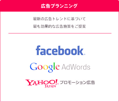 広告プランニング 最新の広告トレンドに基づいて最も効果的な広告施策をご提案 Google AdWords TubeMogul YAHOO!JAPANプロモーション広告